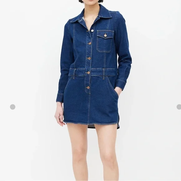 Like New See by Chloe Denim Long Sleeve Shirt Polo Dress FR 40 US 8